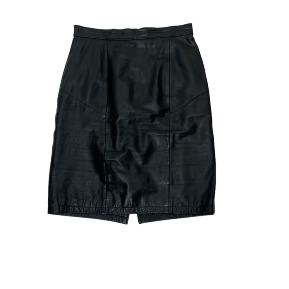 Vintage Tango black leather knee length‎ pencil skirt size 8